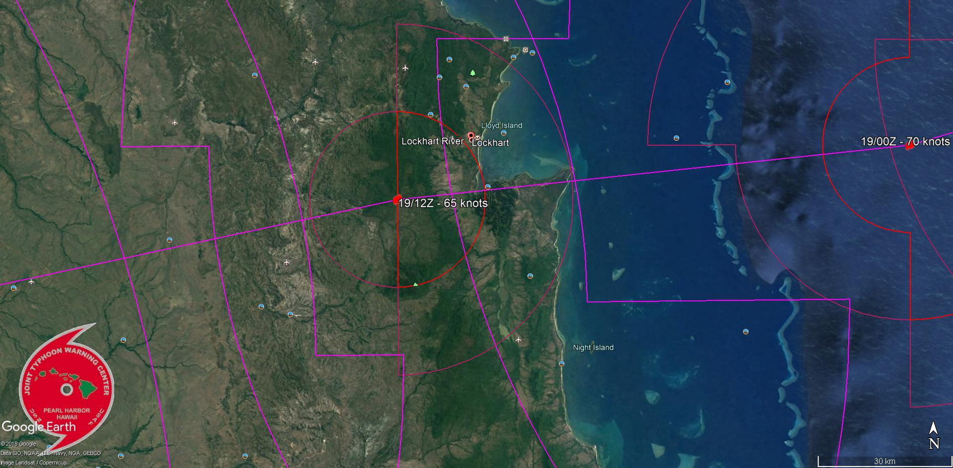 FORECAST LANDFALL AREA IN 18H NEAR LOCKHART