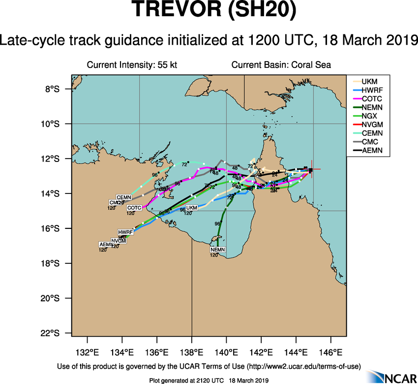 21UTC: TC TREVOR(20P) :extreme rapid intensification, landfall close to Lockhart as a Cat 3 US, rapid intensication expected over the Gulf in 48hours