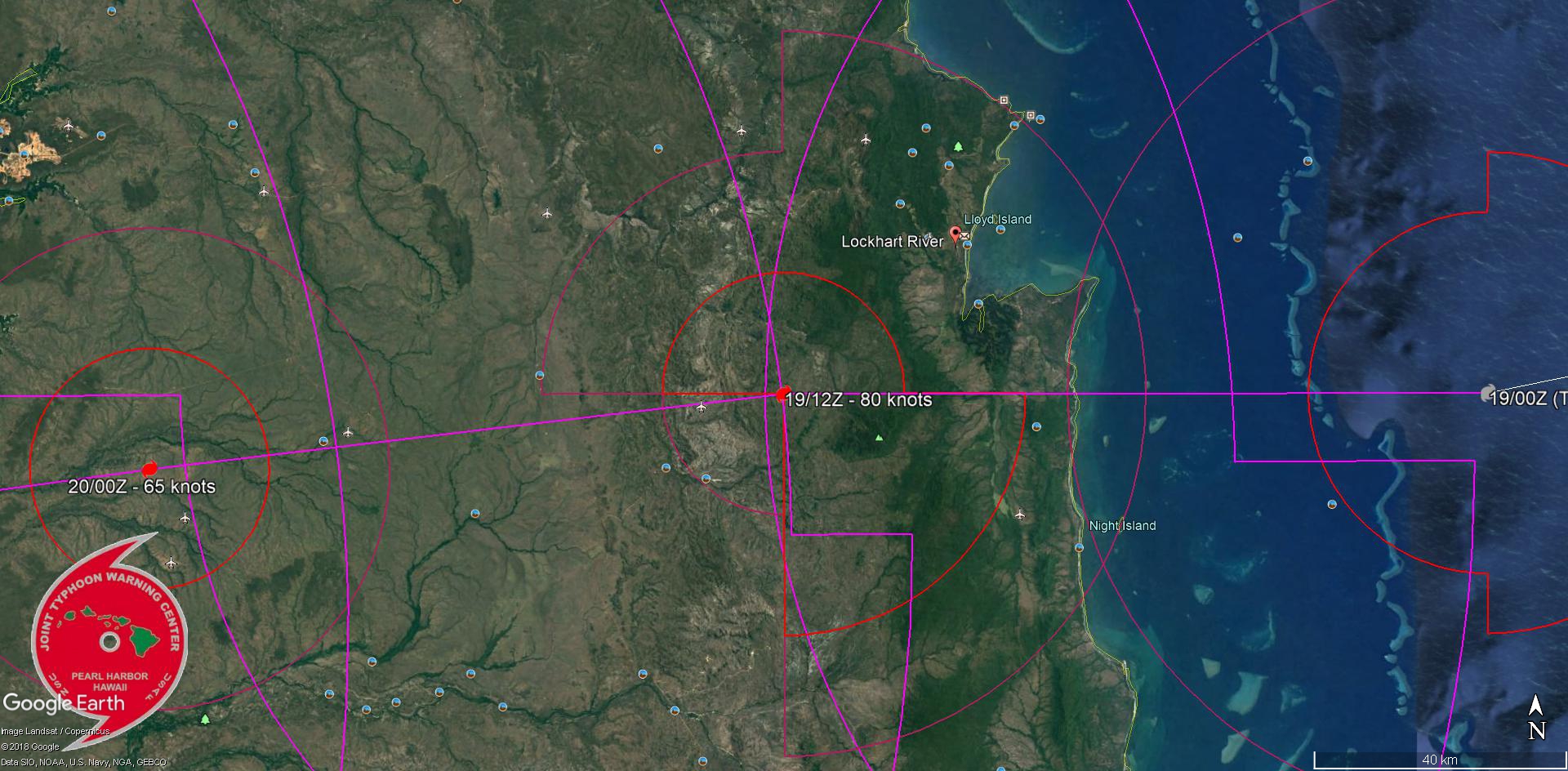 LANDFALL AREA LESS THAN 40KM SOUTH OF LOCKHART