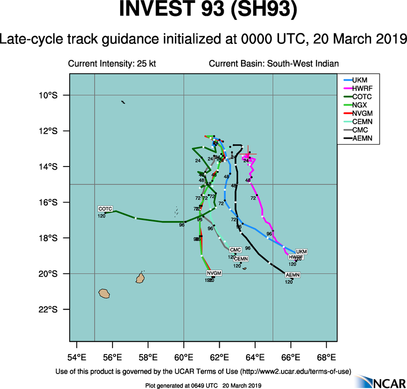 09UTC: South Indian: Mascarenes area: 93S likely to develop next several days, could become an intense cyclone in 4 to 5 days