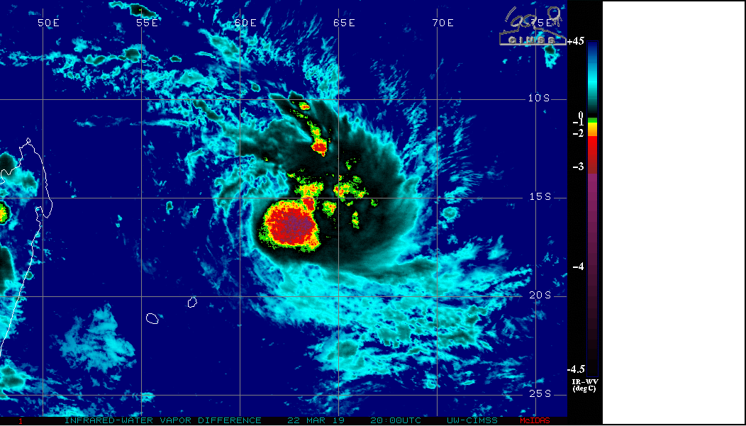 20UTC: building convection and system getting better organized.