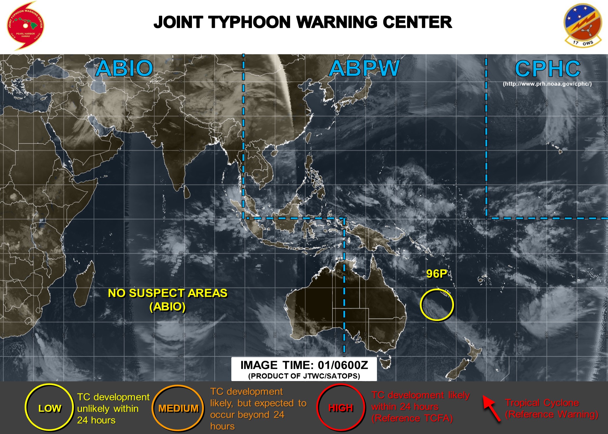 15UTC: INVEST 96P has 45knots winds but is assessed as a subtropical system