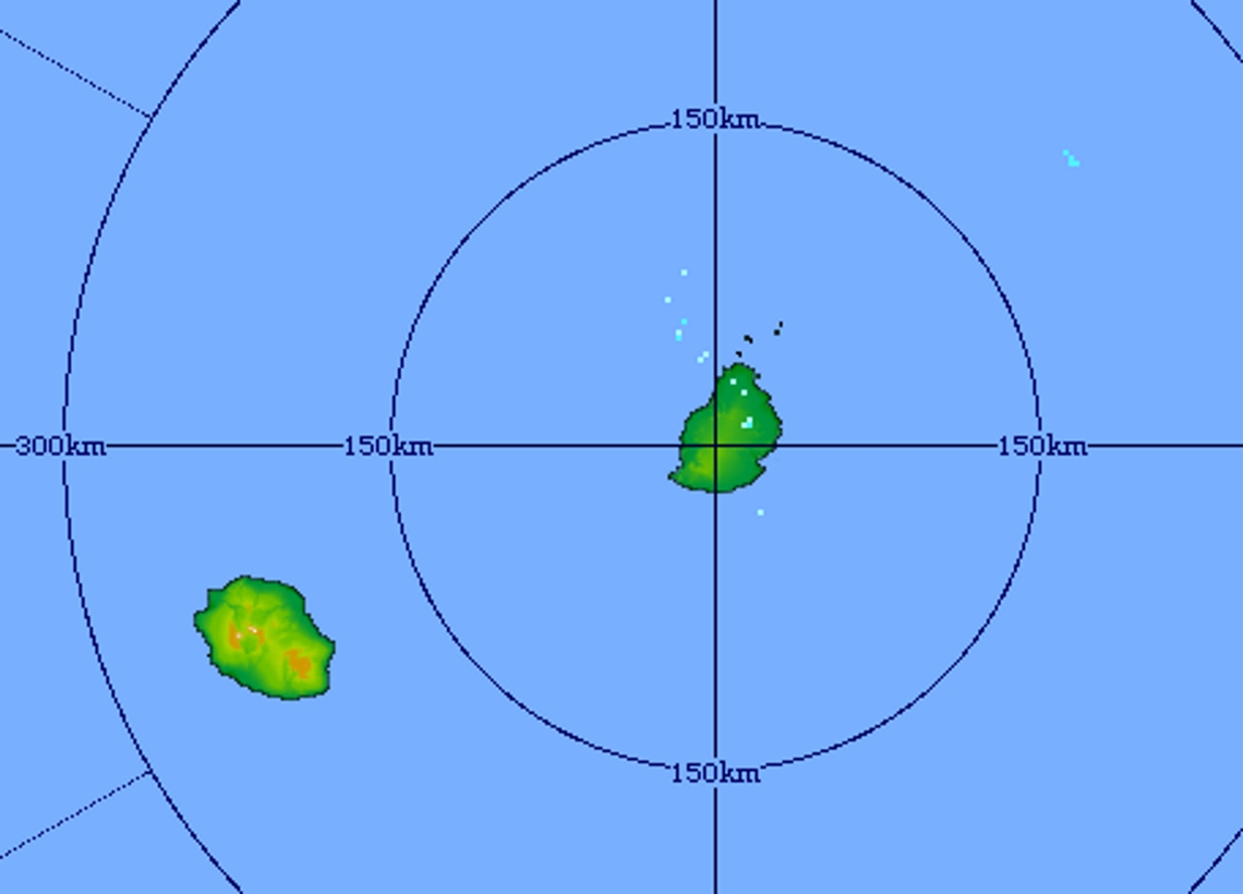 Image du radar de Trou Aux Cerfs à 08h31 ce matin. Temps calme sur les Iles Soeurs. Crédit image: MMS