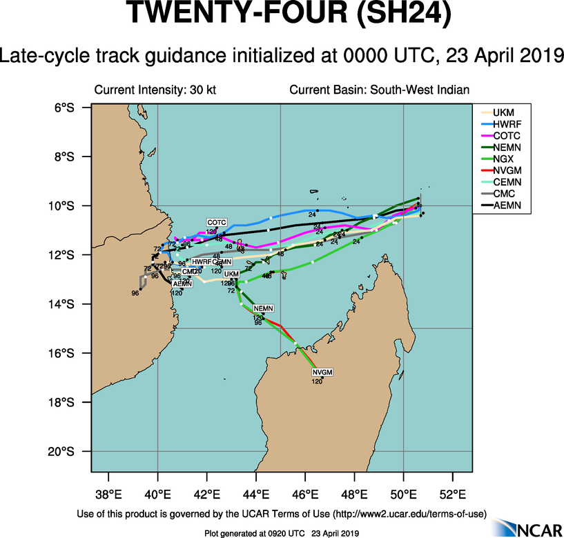 09UTC: TC 24S is forecast to intensify rapidly next 48hours, potential threat to the Comoros 09UTC: TC 24S is forecast to intensify rapidly next 48hours, potential threat to the Comoros