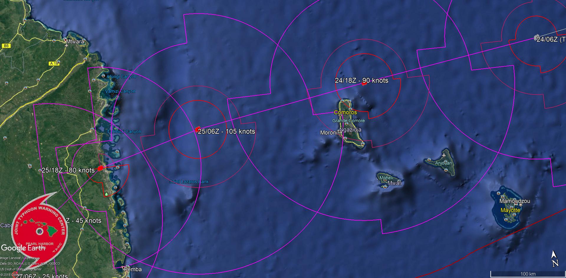 TC 24S FORECAST CLOSEST POINT OF APPROACH TO GRANDE COMORE
