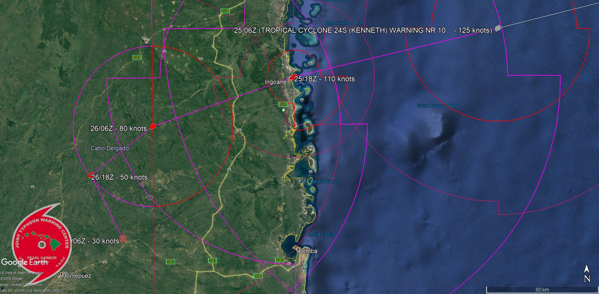 FORECAST LANDFALL AREA NEAR INGOANE/MOZAMBIQUE