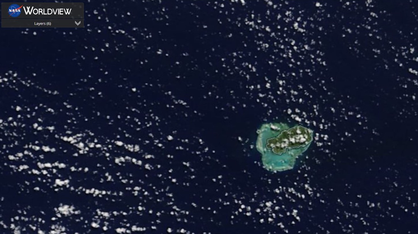 RODRIGUES et son lagon vus par le satellite Terra ce matin à 10heures.
