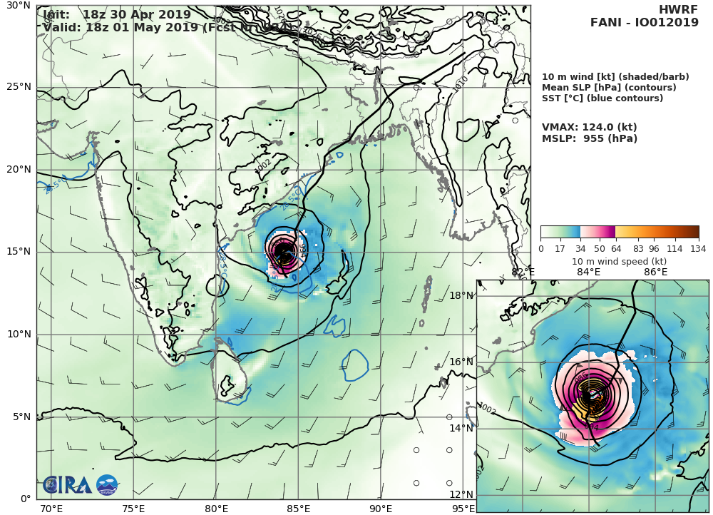 Cyclone FANI(01B) category 3 US, possible landfall near Puri/India shortly after 48hours(VIDEO) Cyclone FANI(01B) category 3 US, possible landfall near Puri/India shortly after 48hours(VIDEO)