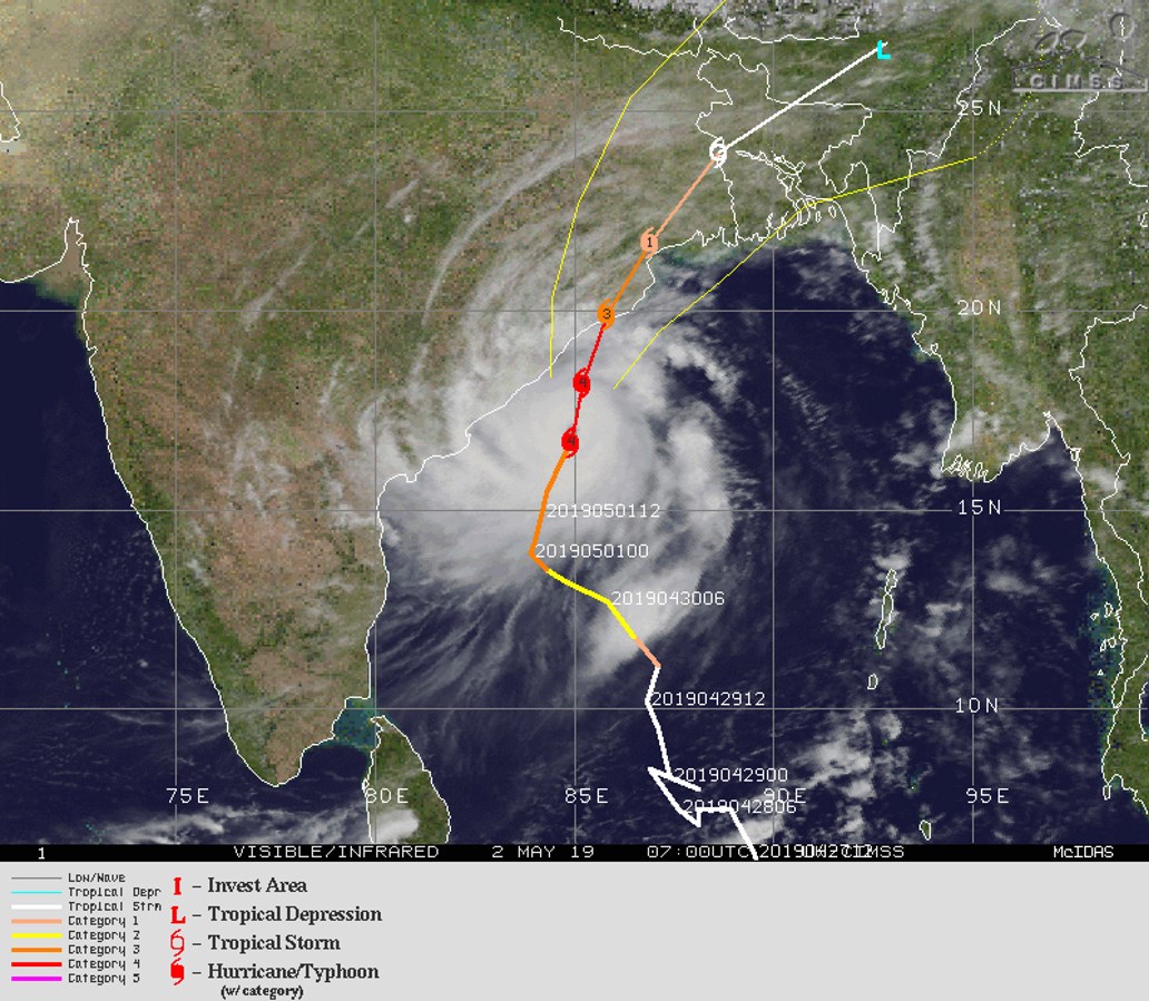 Powerful and dangerous cyclone FANI(01B) category 4 US, is a huge potential threat to the Brahmapur/Puri/Bhubaneswar area(VIDEO)