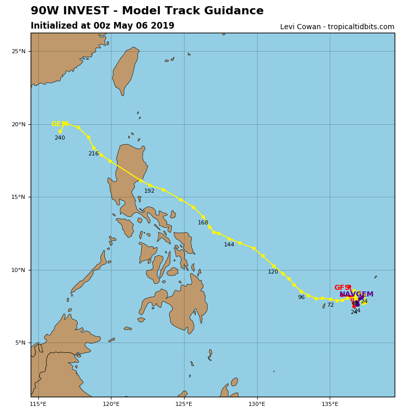 GUIDANCE(MODELS) FOR INVEST 90W: MIGHT APPROACH THE PHILIPPINES BUT WITH LITTLE DEVELOPMENT EXPECTED AT THE MOMENT.