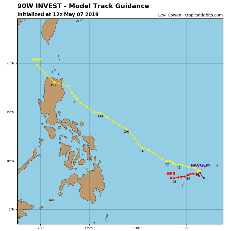 GUIDANCE(MODELS) FOR 90W: LIMITED DEVELOPMENT EXPECTED NEXT 48/72H