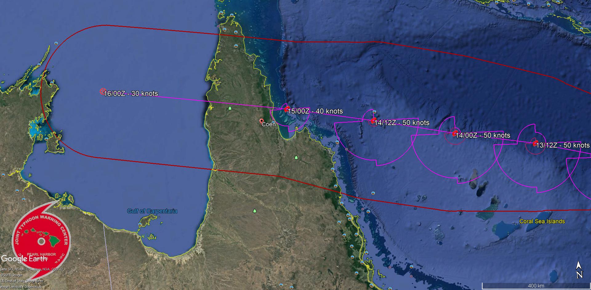 FORECAST LANDFALL AREA