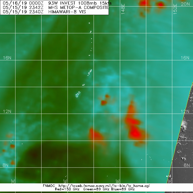 MICROWAVE DEPICTS A VERY POORLY ORGANIZED SYSTEM WITH LIMITED CONVECTION REMOVED FROM ILL-DEFINED LOW LEVEL CIRCULATION. FNMOC