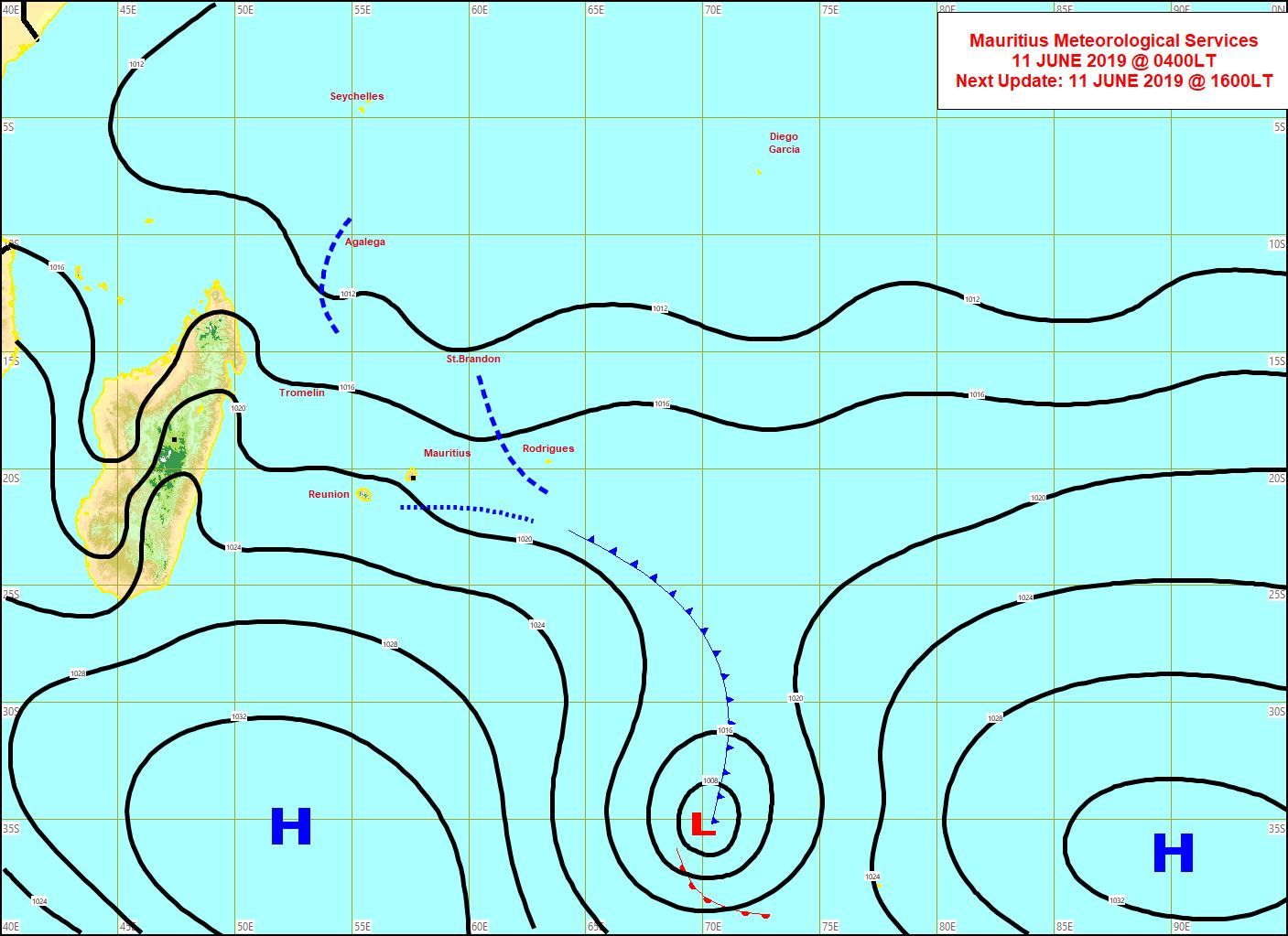 Analyse de la situation en surface ce matin. MMS