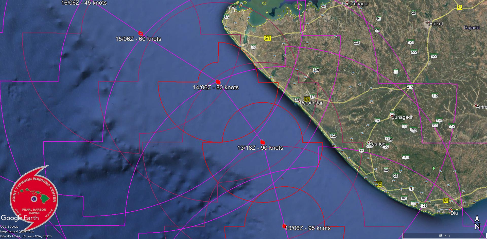 FORECAST TO TRACK CLOSE TO PORBANDAR IN 36H