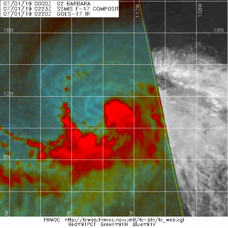 DMSP 0223UTC: STILL SOME SIGNS OF SHEAR