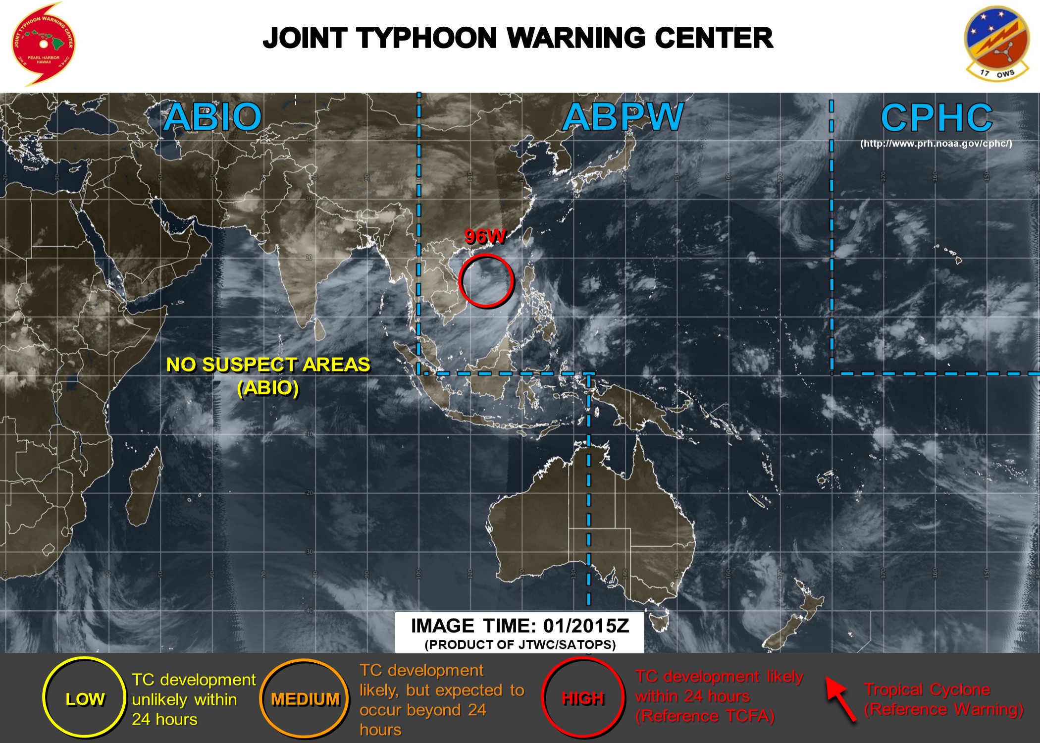 South China Sea: INVEST 96W is now upgraded to HIGH