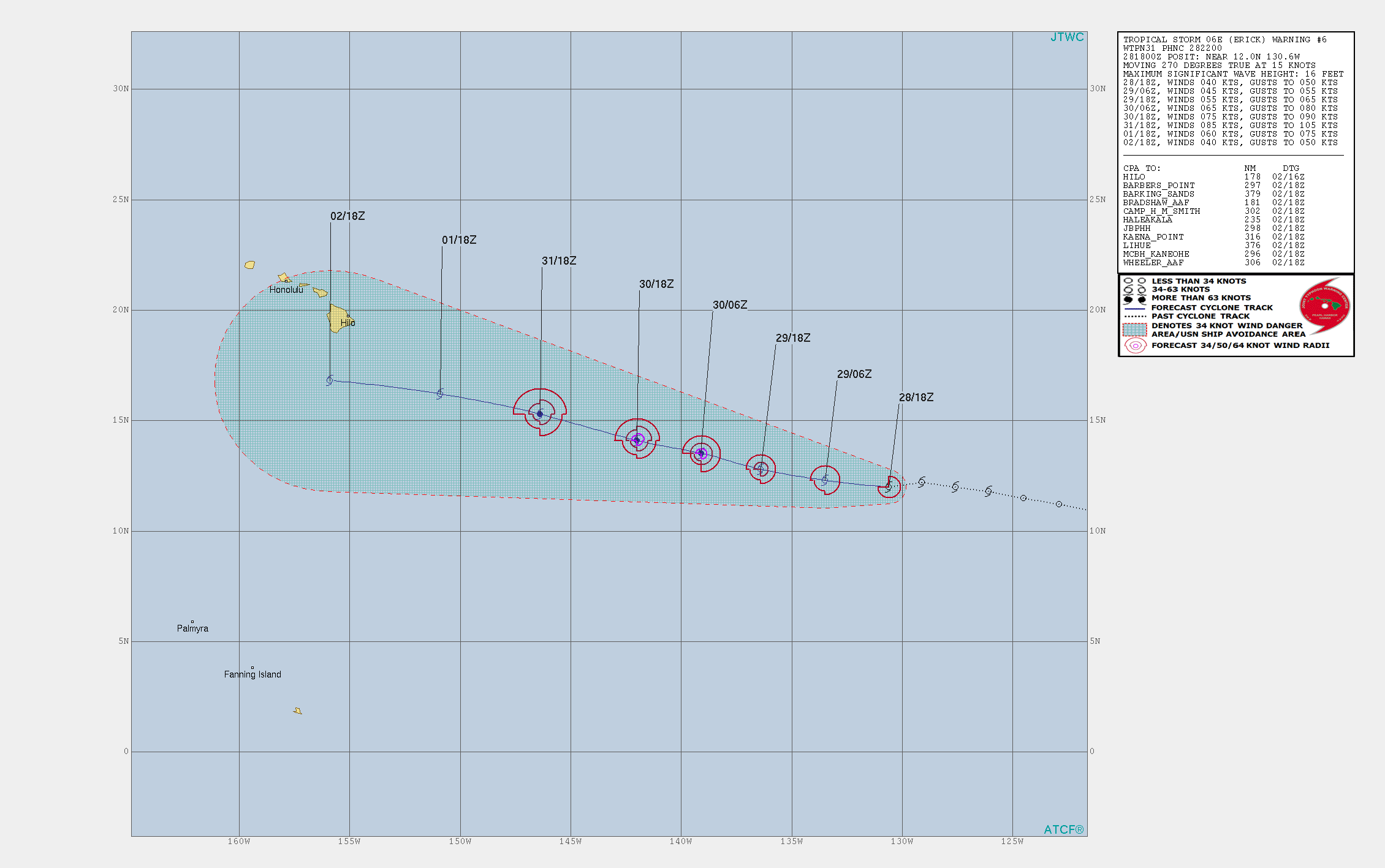 WARNING 6. FORECAST PEAK INTENSITY NEAR 85KNOTS(CATEGORY 2) IN 72H WARNING 6. FORECAST PEAK INTENSITY NEAR 85KNOTS(CATEGORY 2) IN 72H
