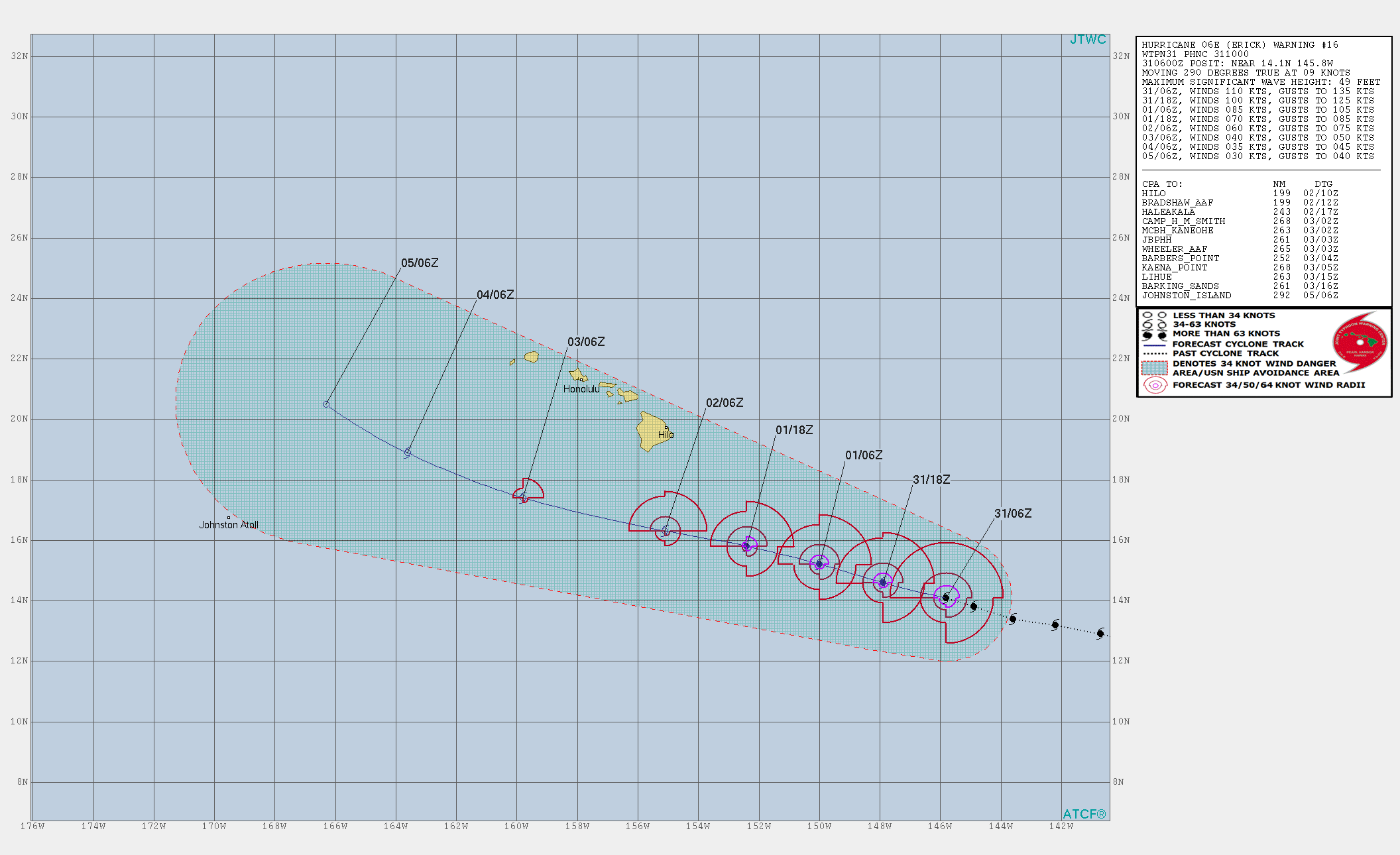 WARNING 16. INTENSITY FORECAST TO FALL BELOW 65KNOTS IN 48HOURS
