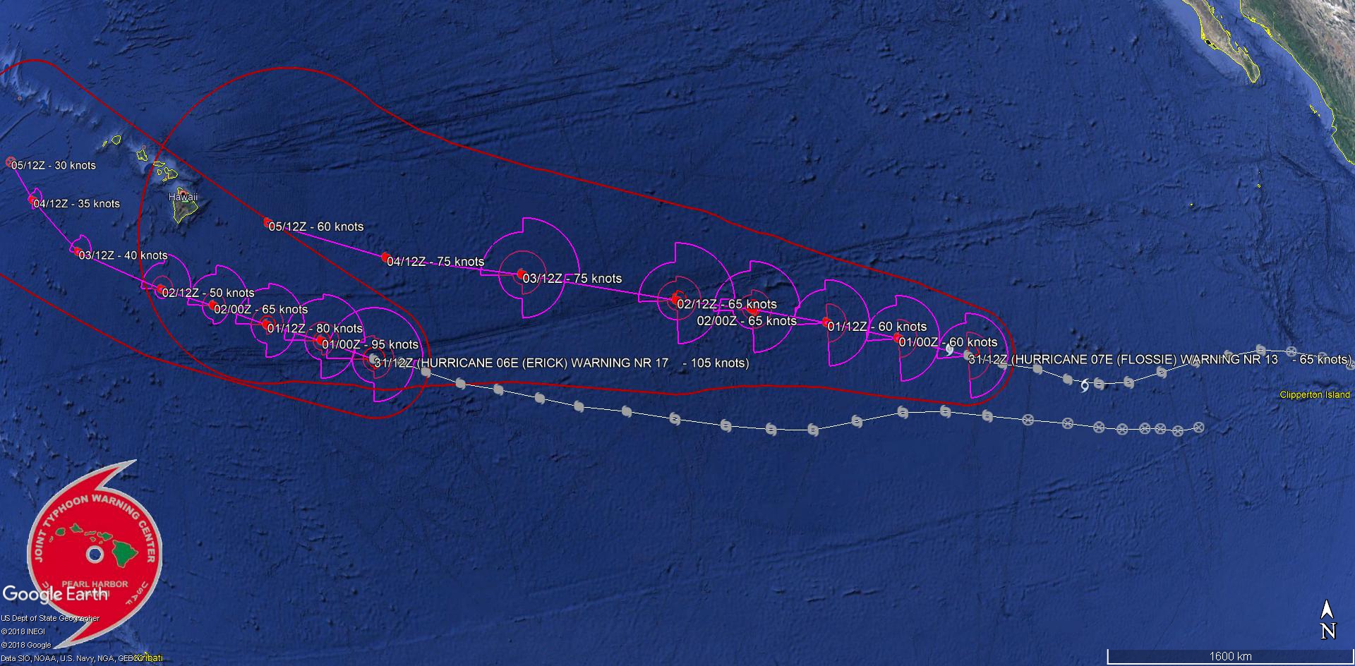 Eastern North Pacific twins: ERICK(06E) still a major hurricane, FLOSSIE(07E) not so much