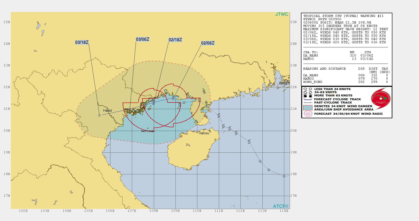 08W: WARNING11. CURRENT INTENSITY OF 40KNOTS IS FORECAST TO BE THE PEAK INTENSITY