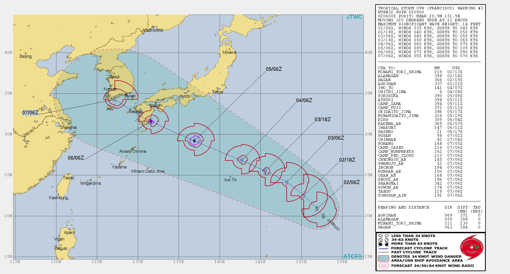 09W: WARNING 3. PEAK INTENSITY OF 85KNOTS FORECAST IN 72H