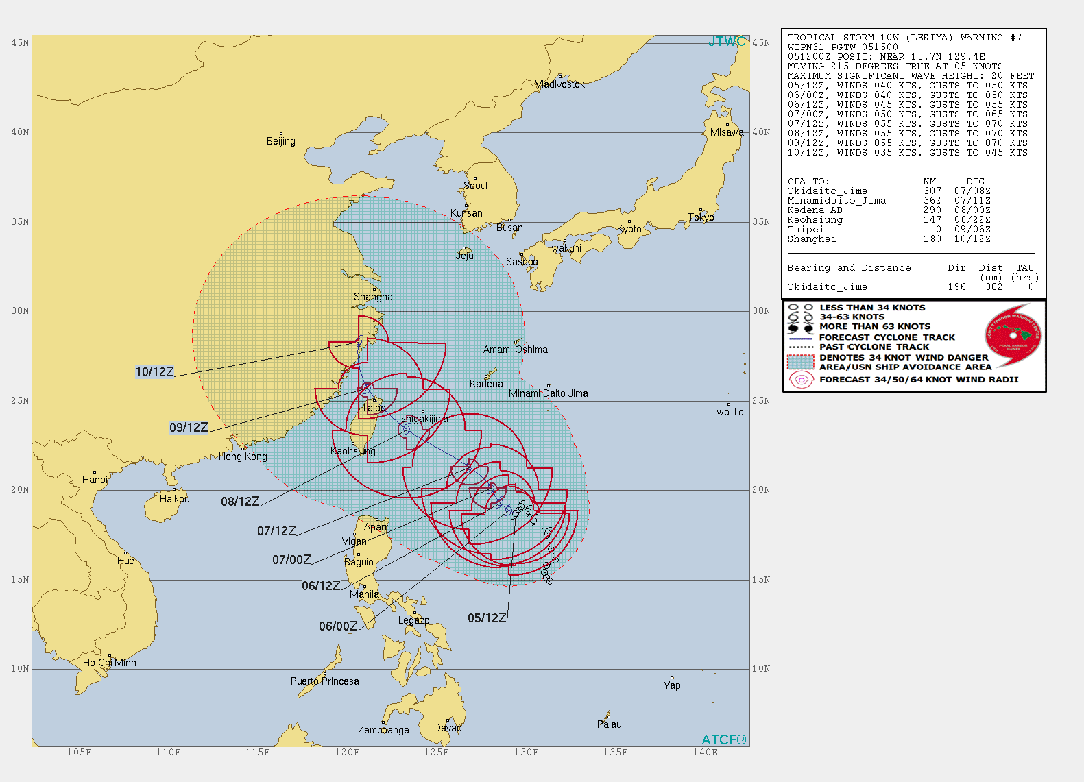 10W: WARNING 7. FORECAST PEAK INTENSITY NOW DOWN TO 55KNOTS IN 48H