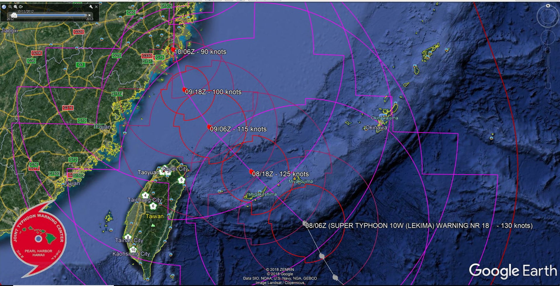LEKIMA(10W): WARNING 18. SUPER TYPHOON 10W IS FORECAST TO TRACK VERY CLOSE TO ISHIGAKI NEAR PEAK INTENSITY WITHIN THE NEXT 12H LEKIMA(10W): WARNING 18. SUPER TYPHOON 10W IS FORECAST TO TRACK VERY CLOSE TO ISHIGAKI NEAR PEAK INTENSITY WITHIN THE NEXT 12H