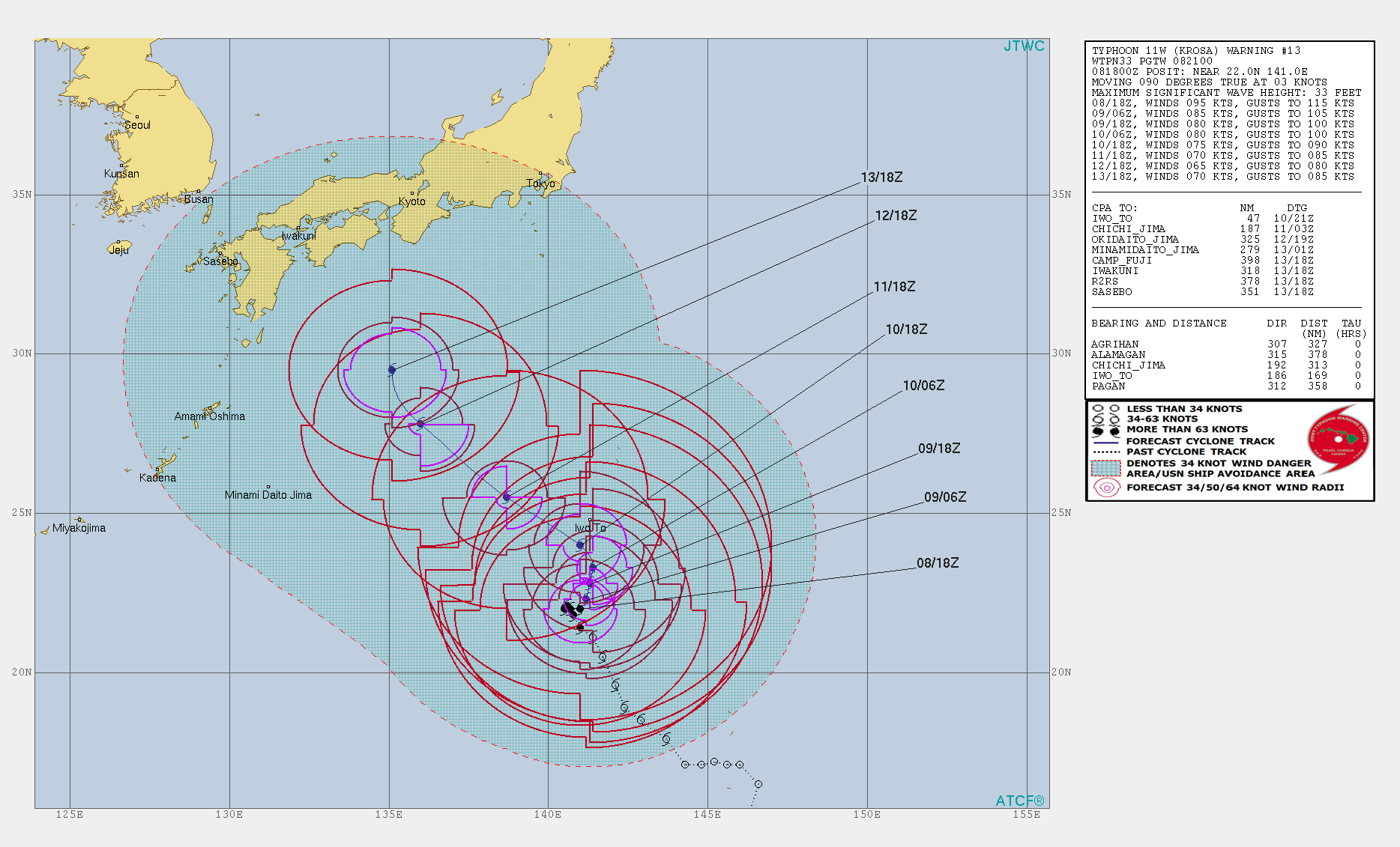 KROSA(11W): WARNING 13. GRADUAL WEAKENING IS FORECAST FOR THE NEXT 96H BUT SOME RE-INTENSIFICATION IS POSSIBLE WHILE APPROACHING SOUTHERN JAPAN IN 120H