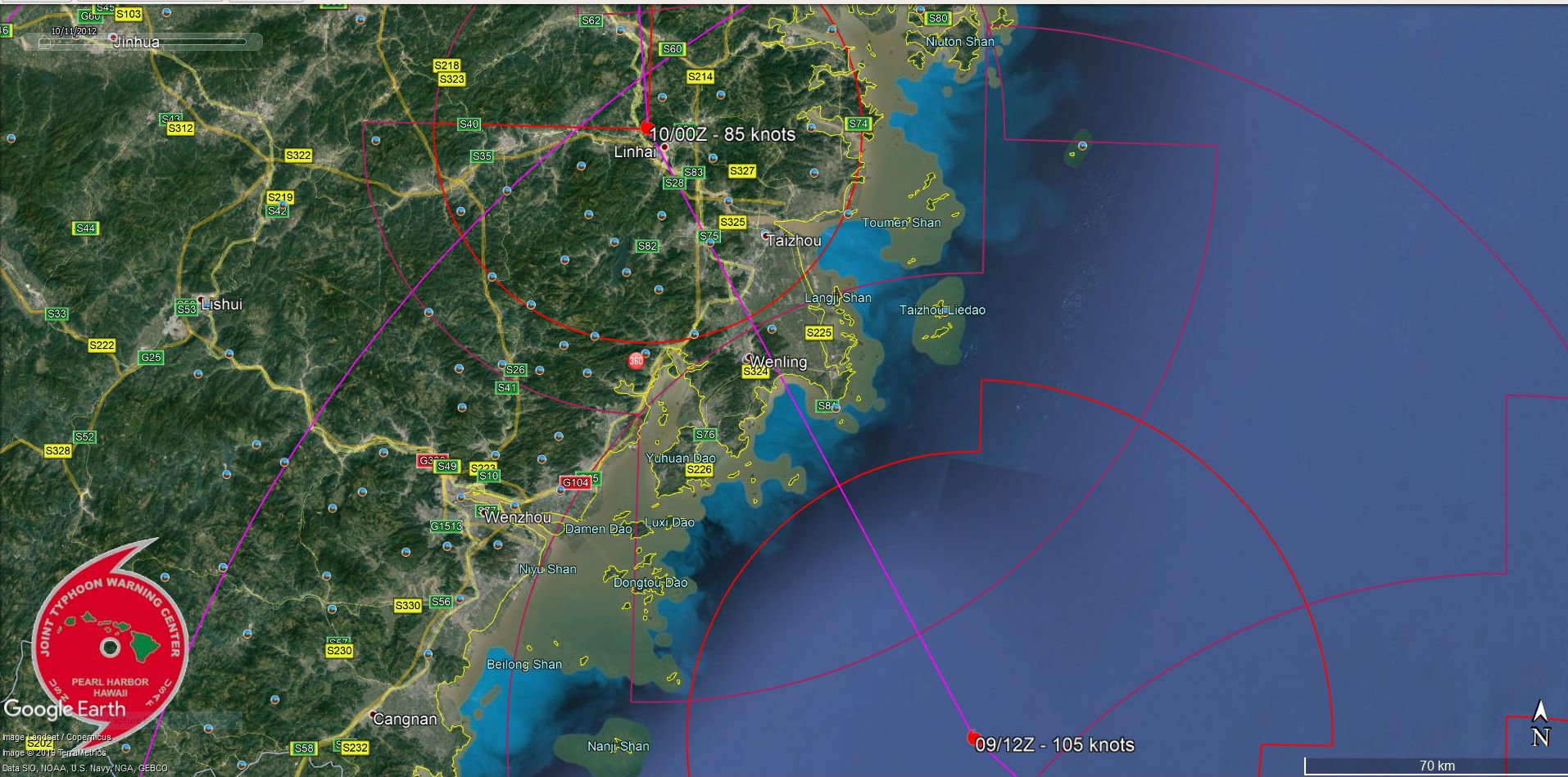 LEKIMA(10W): FORECAST LANDFALL JUST SOUTH OF TAIZHOU/CHINA IN LESS THAN 24HOURS AS A STRONG TYPHOON