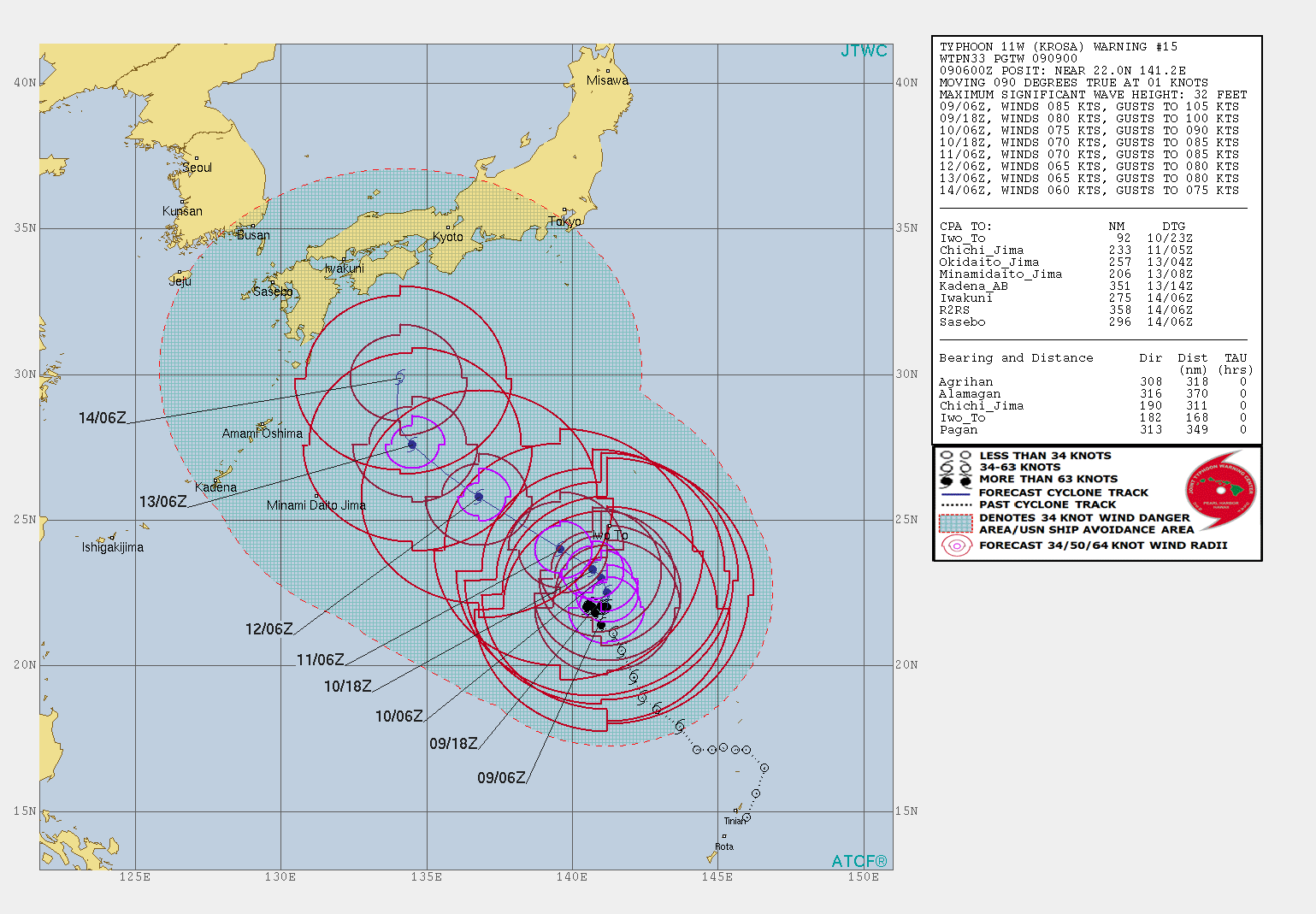 KROSA(11W): WARNING 15. FORECAST TO WEAKEN STEADILY NEXT 5 DAYS WHILE APPROACHING SOUTHERN JAPAN