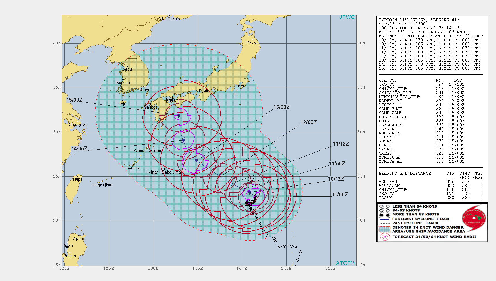 KROSA(11W): WARNING 18. FORECAST TO BE BELOW TYPHOON INTENSITY IN 24H BUT FORECAST TO APPROACH SOUTHERN JAPAN AS A MINIMAL TYPHOON AGAIN KROSA(11W): WARNING 18. FORECAST TO BE BELOW TYPHOON INTENSITY IN 24H BUT FORECAST TO APPROACH SOUTHERN JAPAN AS A MINIMAL TYPHOON AGAIN