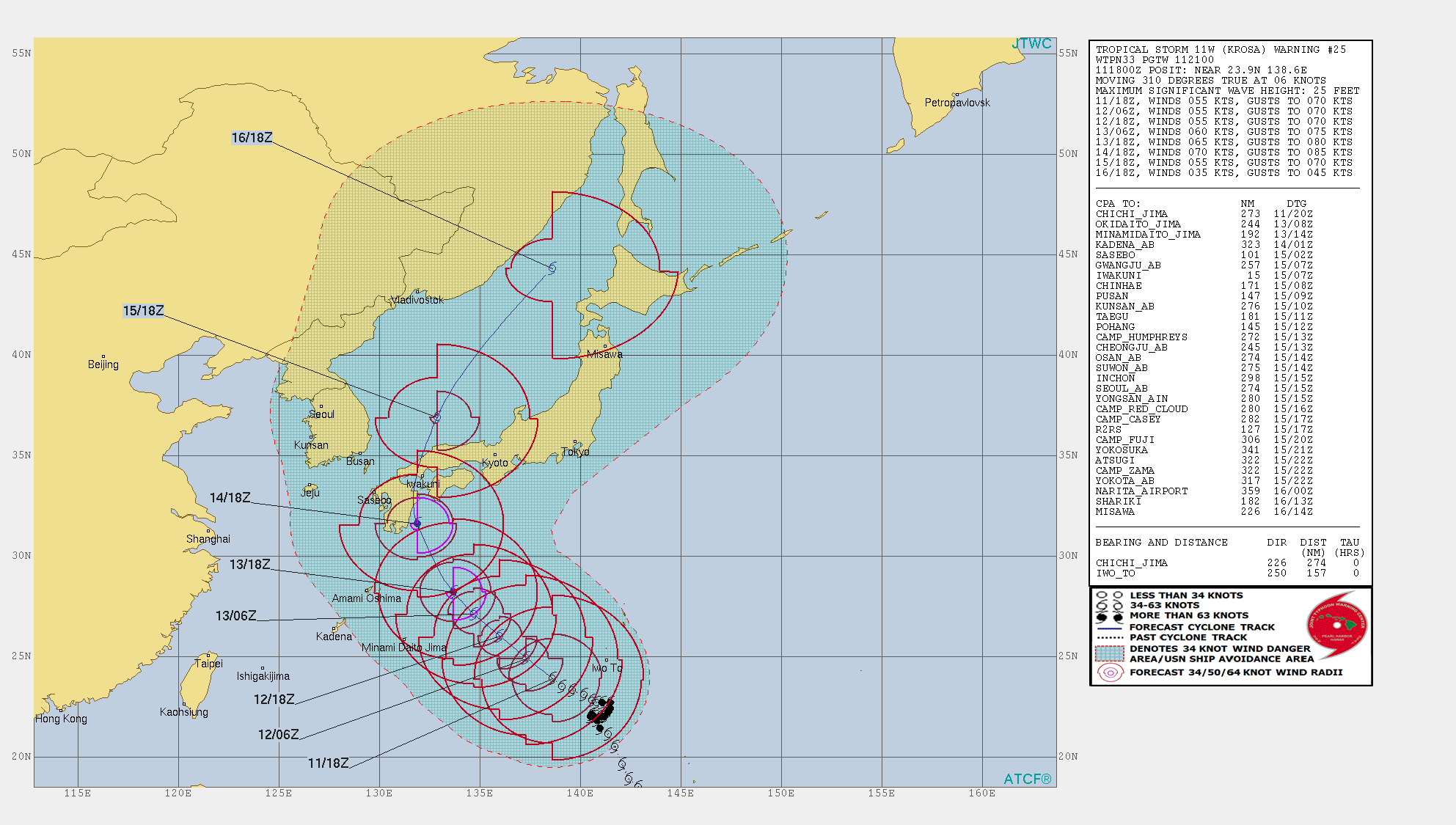 KROSA(11W): WARNING 25. FORECAST TO BE SOUTH OF JAPAN IN 72H AS A TYPHOON