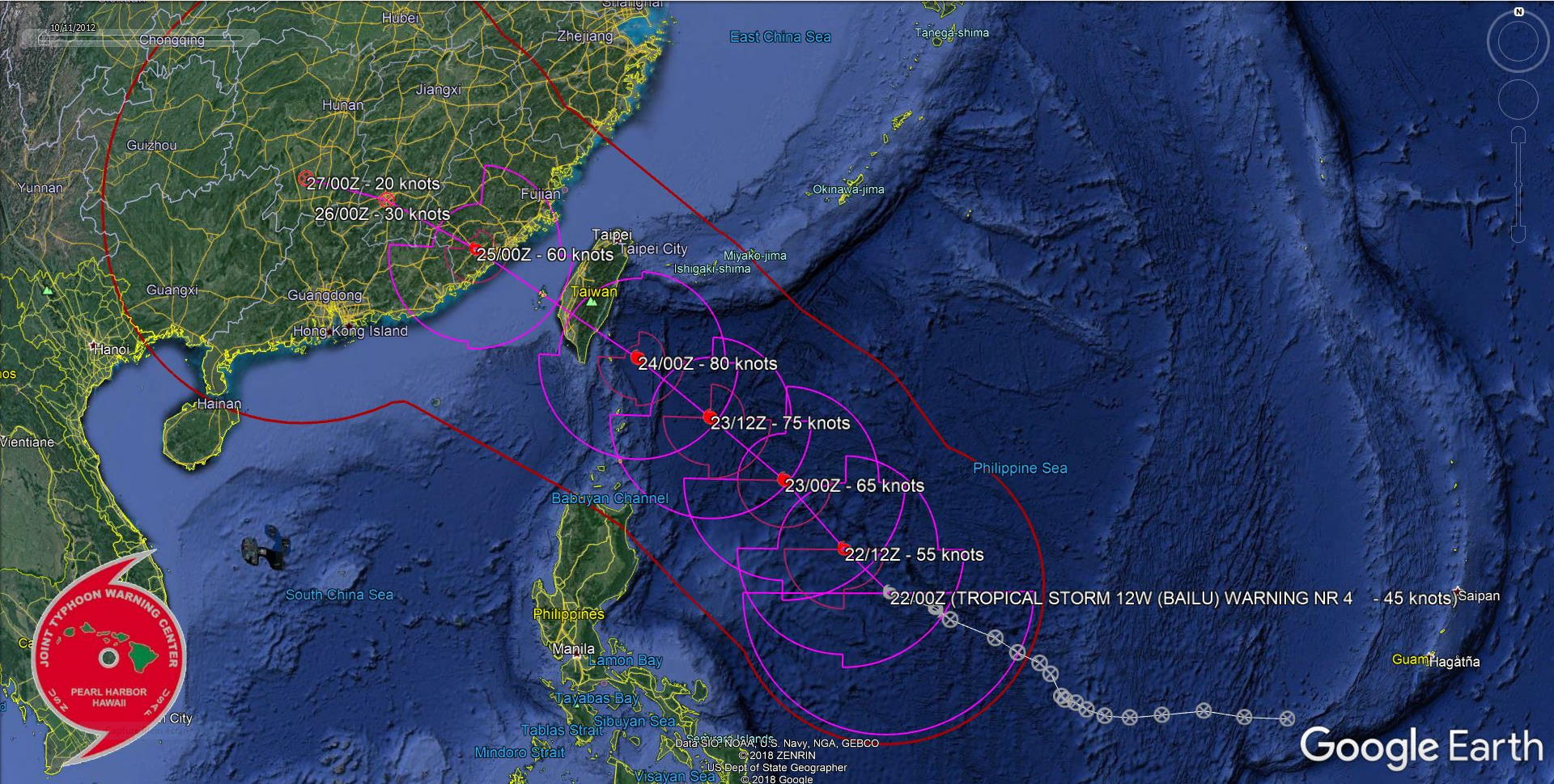 TS Bailu(12W) forecast to be a Typhoon within 24h, landfall in Taiwan shortly before 72h