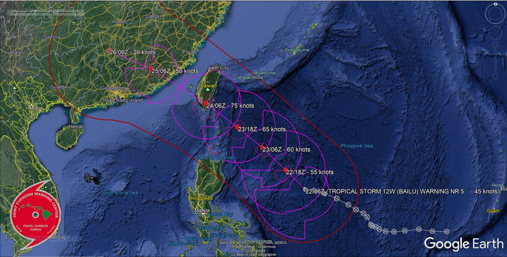 TS Bailu(12W) gradually intensifying to Typhoon intensity within 36h