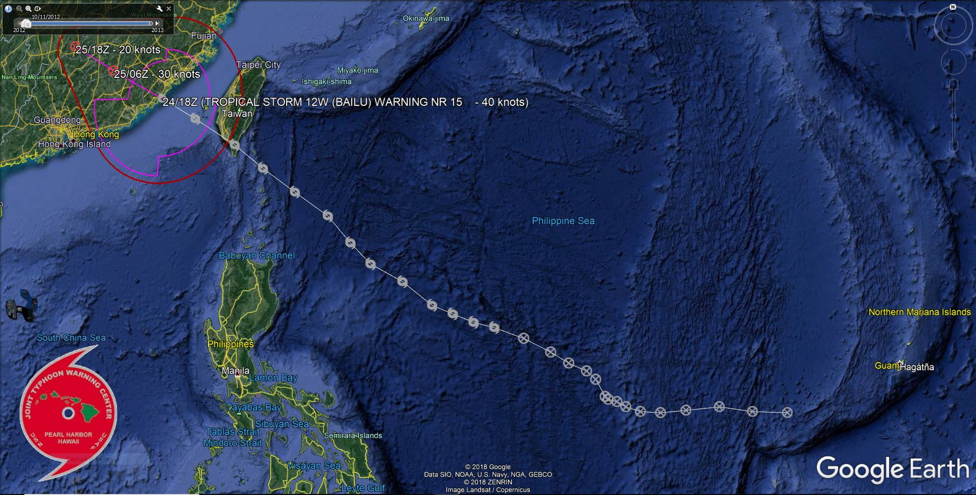 TS Bailu(12W) : Final Warning, Maximum intensity reached was 55knots. JMV file included