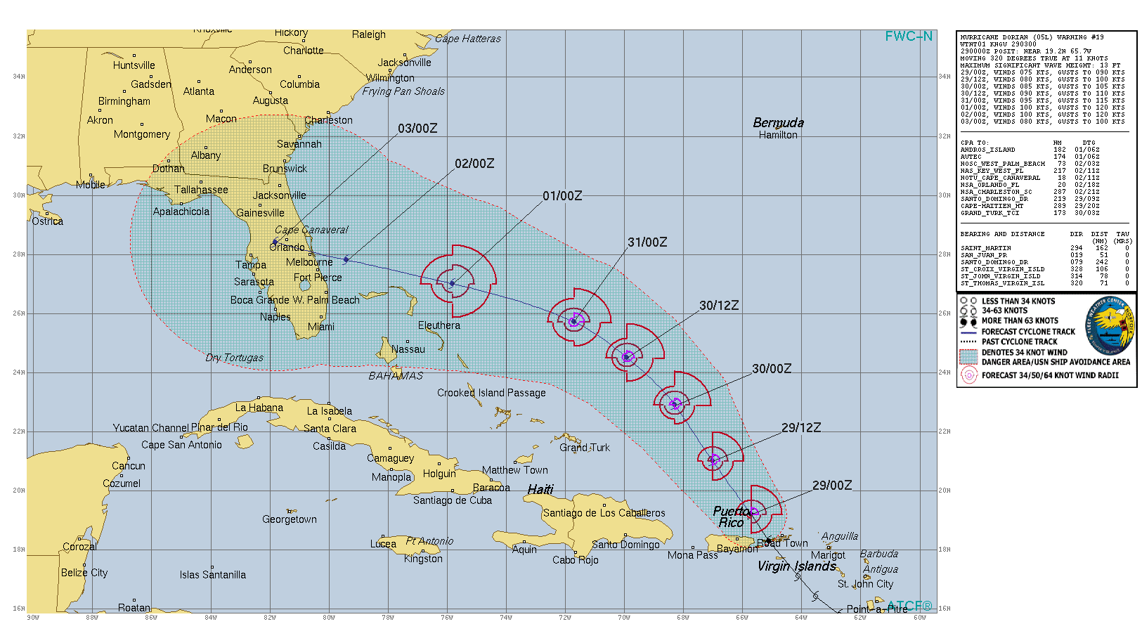 Hurricane DORIAN(05L) forecast to become a serious threat to Florida after 72h