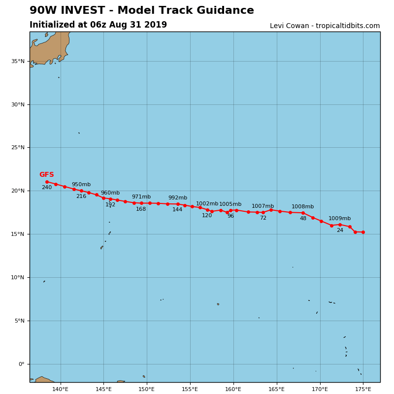 INVEST 90W: TRACK AND INTENSITY GUIDANCE