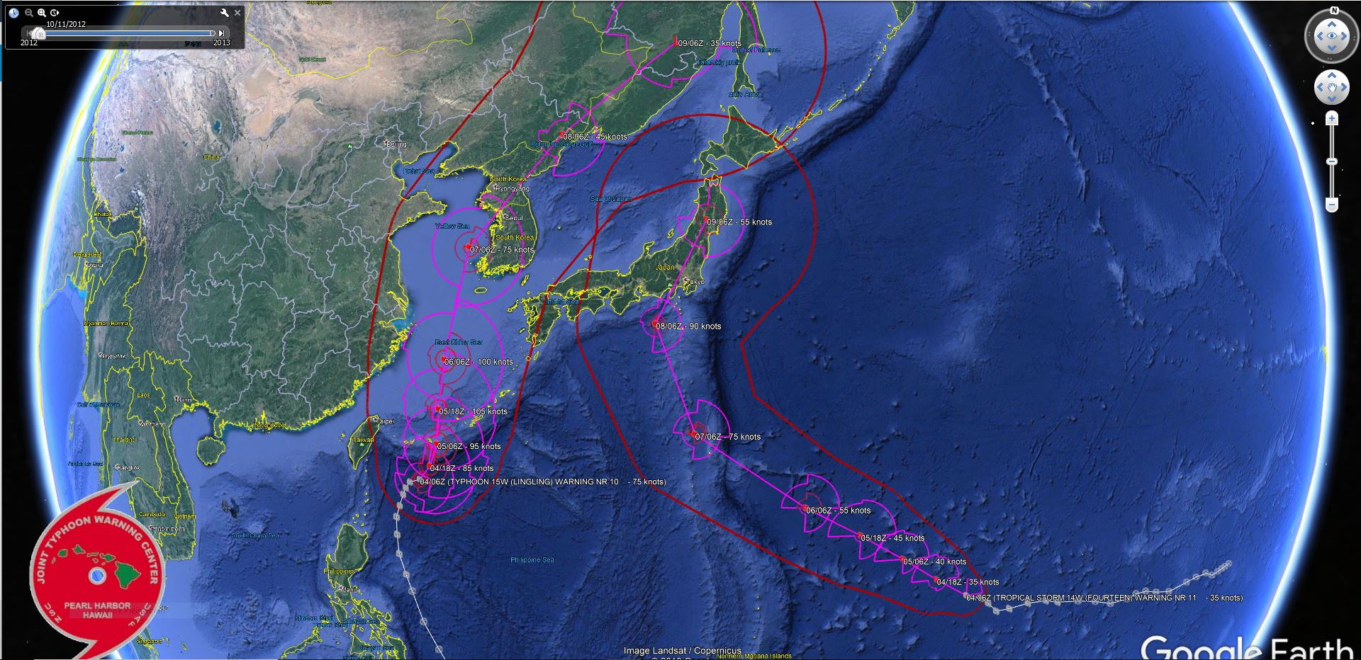 Lingling: category 3 forecast within 36h. 14W: category 1 forecast near 72h