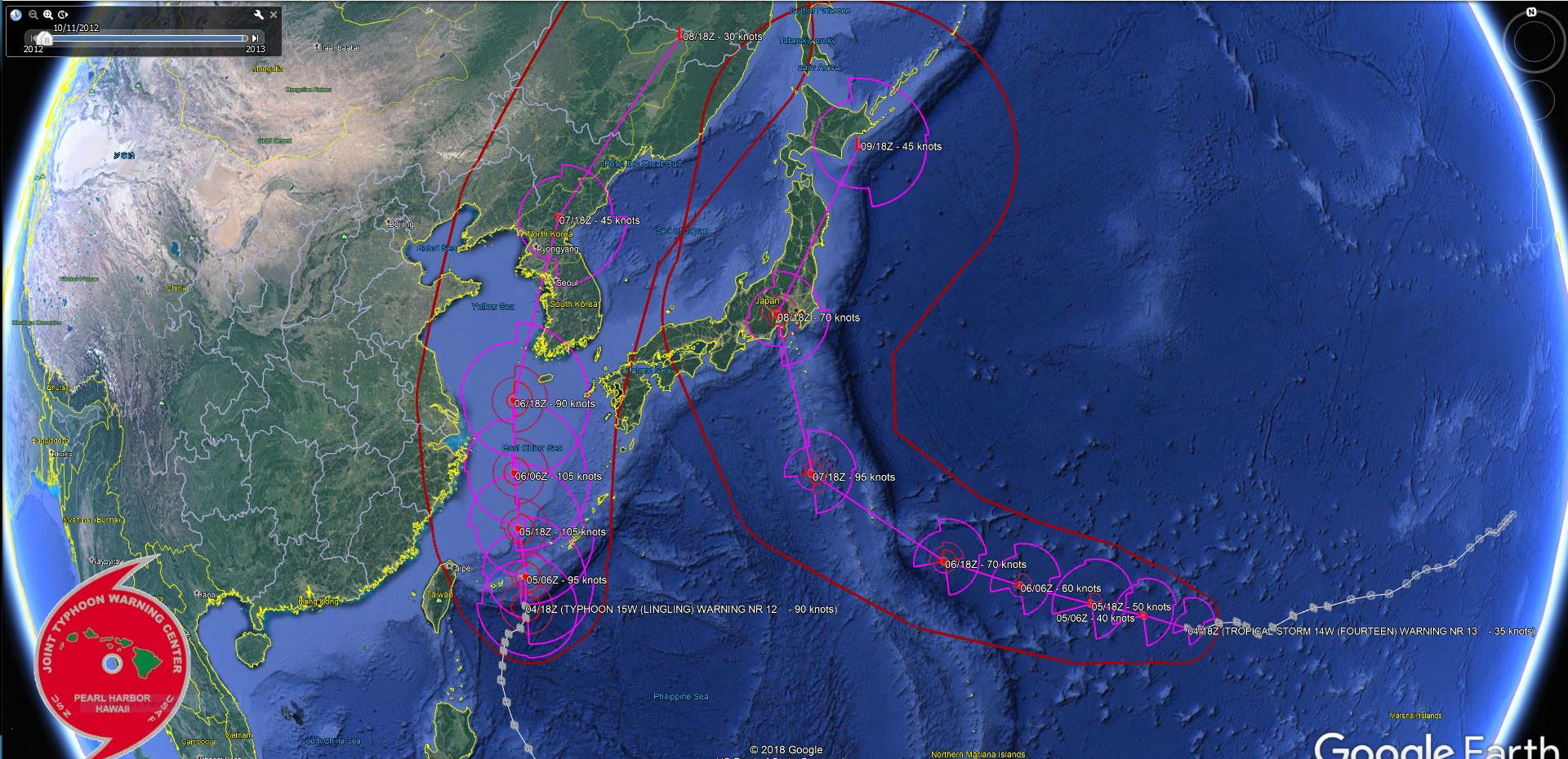 Typhoon Lingling: intensifying into category 3 within 24h. TS 14W: update