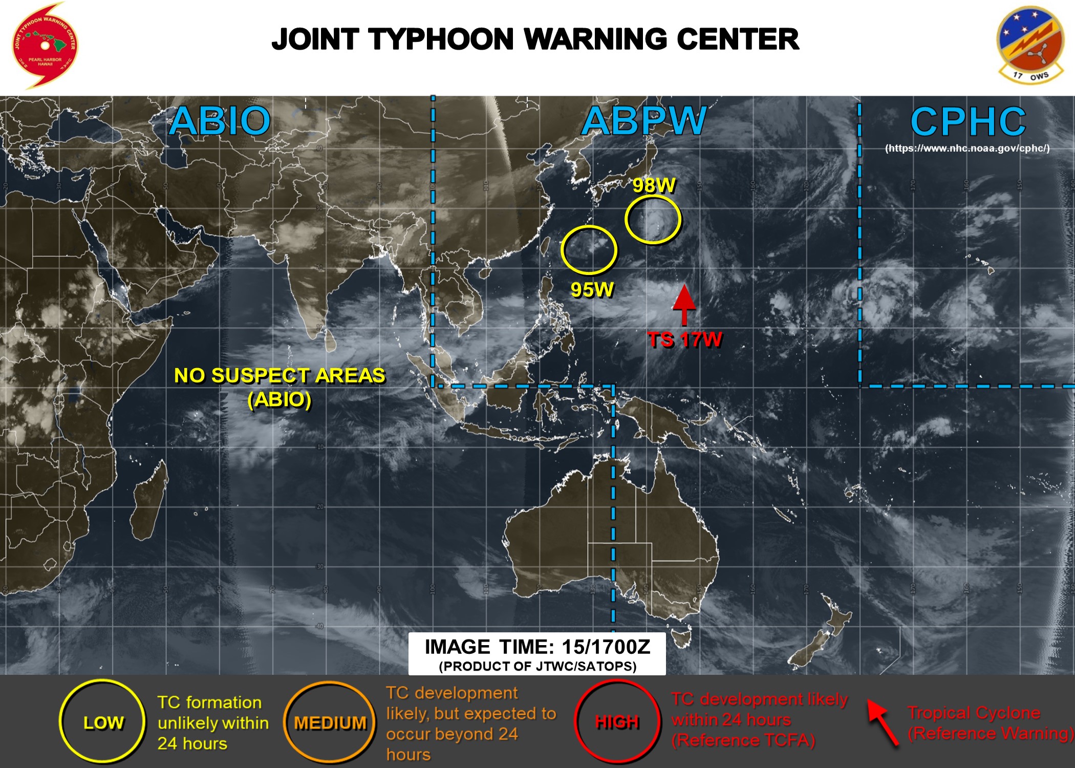 Peipah(17W) still a weak system.  Invest 95W & 98W: low chances of development next 24h