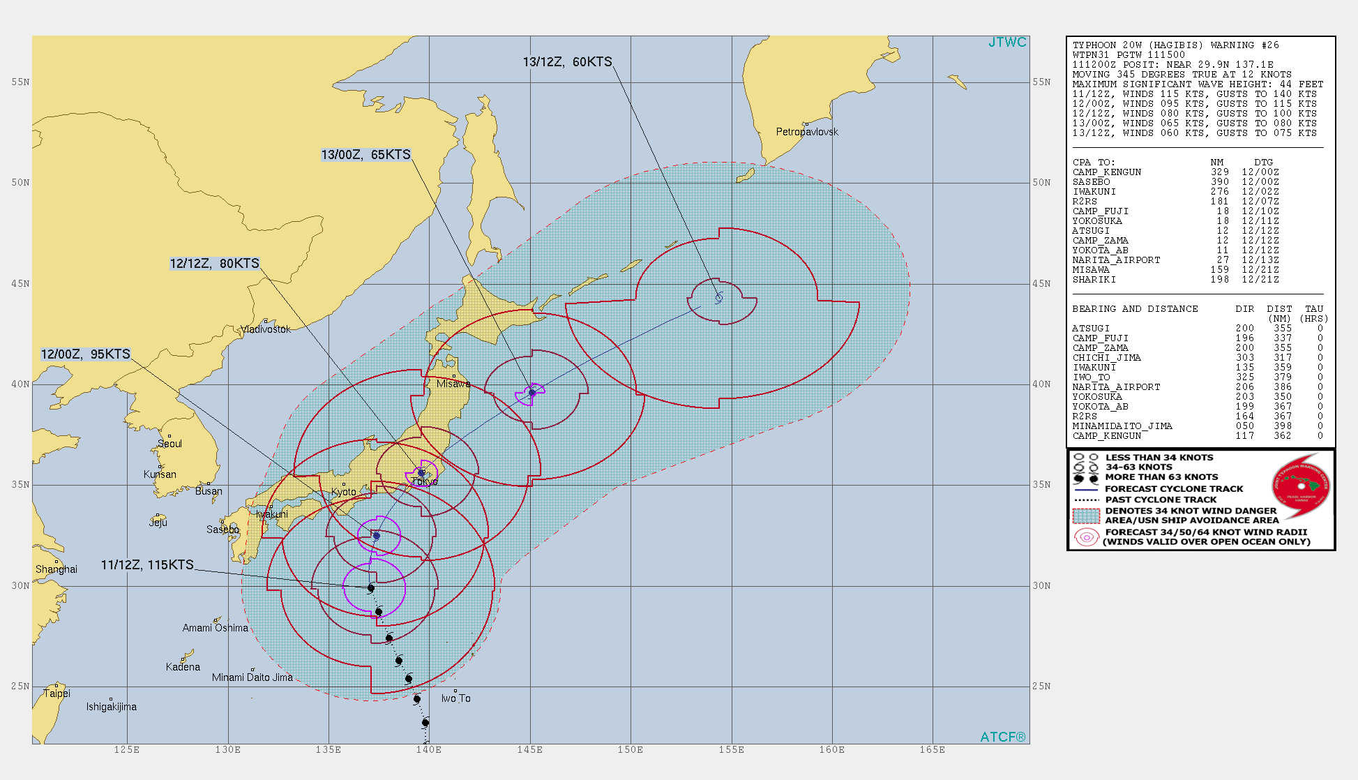 Typhoon Hagibis is forecast to track dangerously close to the Tokyo area shortly before 24h
