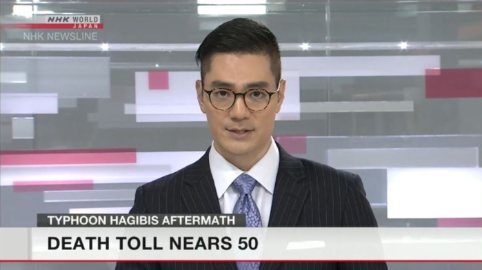 NHK World annonce 50 morts suite au passage du Typhon Hagibis. Le bilan n'est malheureusement pas définitif.