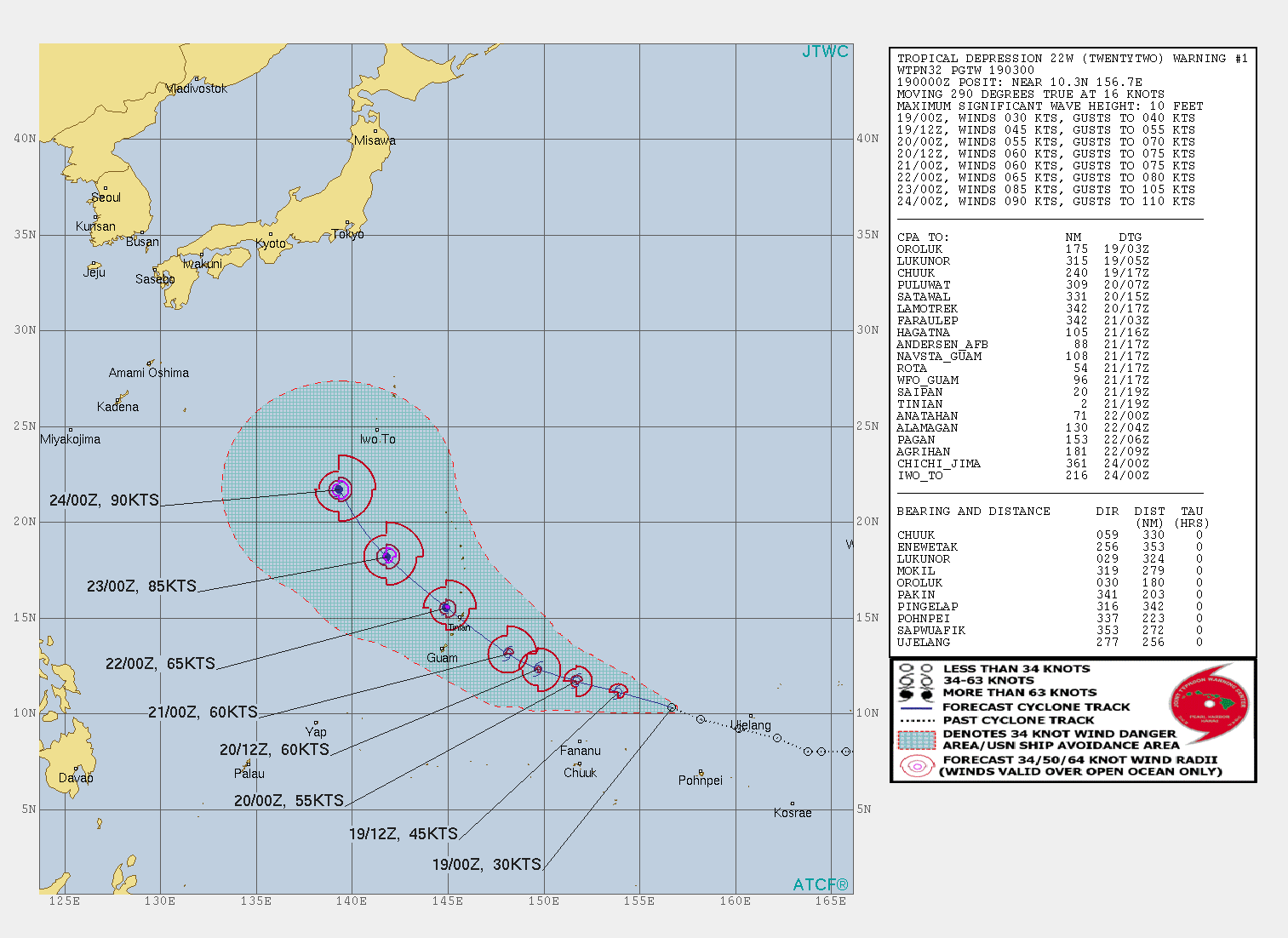 22W: FORECAST TO REACH TYPHOON INTENSITY IN APPRX 72H