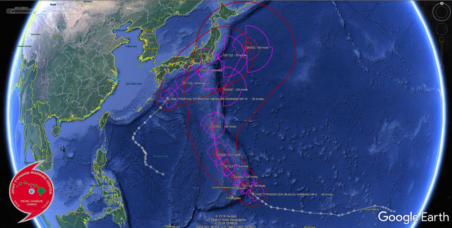 Neoguri(21W) becoming extratropical. Typhoon Bualoi(22W), cat 2 and intensifying