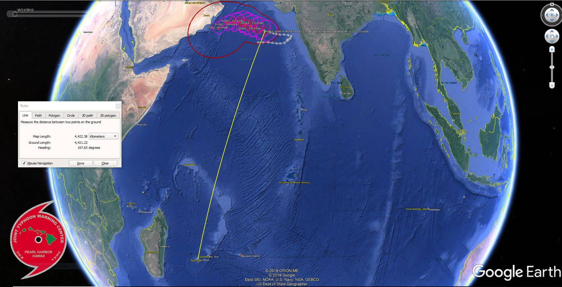 Le Super Cyclone est à 4400 km de la Réunion et ne représente aucun danger pour les îles du Sud Ouest Indien. US NAVY Le Super Cyclone est à 4400 km de la Réunion et ne représente aucun danger pour les îles du Sud Ouest Indien. US NAVY