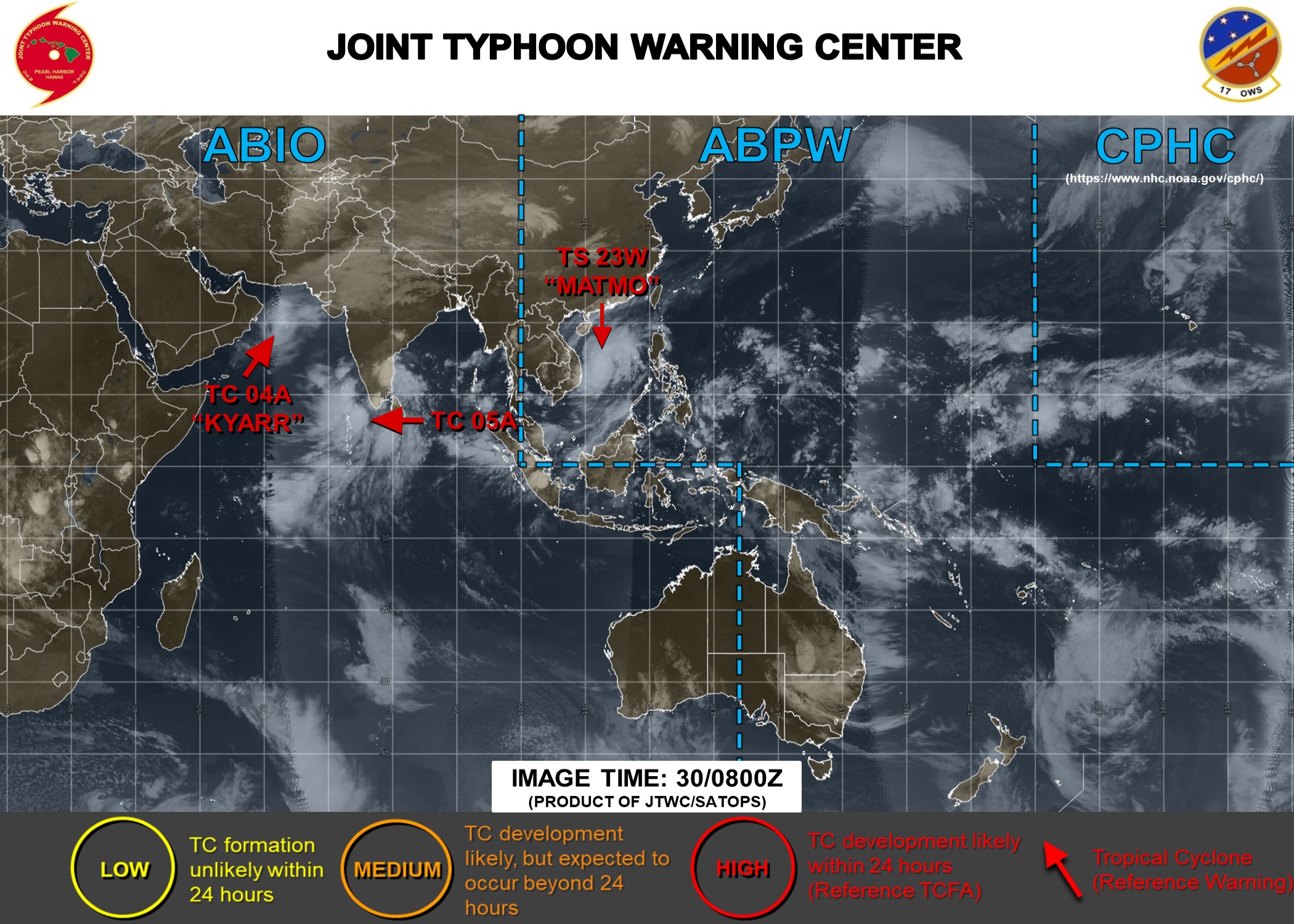 TS Matmo(23W) making landfall. TC Kyarr(04A) and TC 05A updates