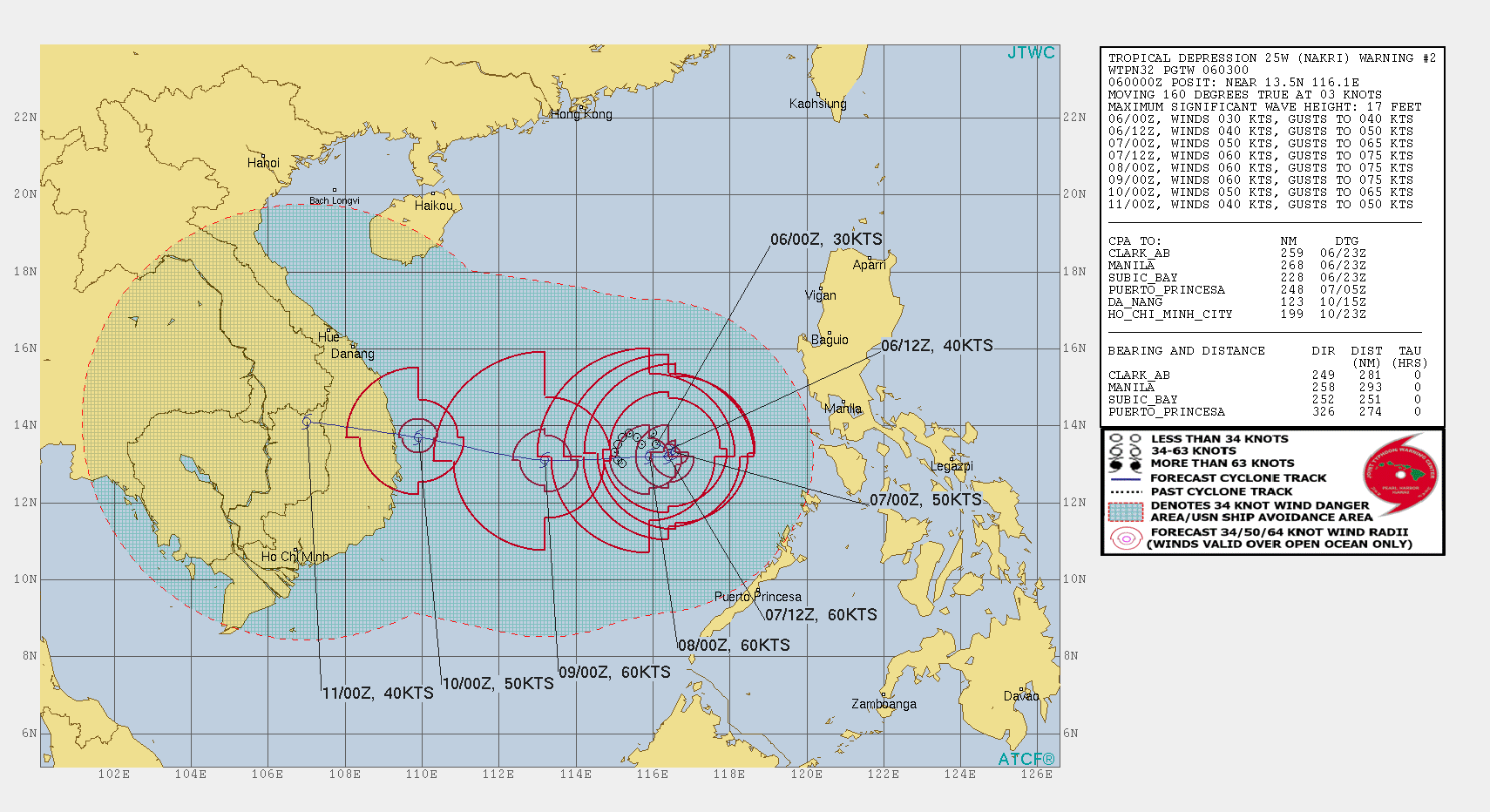TD 25W: FORECAST TO PEAK NEAR 60KTS IN 36/48H