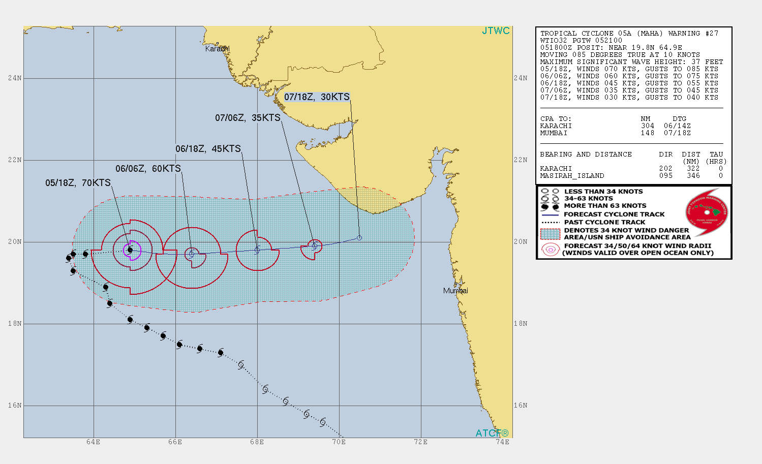 TC 05A: NOW BELOW TYPHOON INTENSITY AND WEAKENING