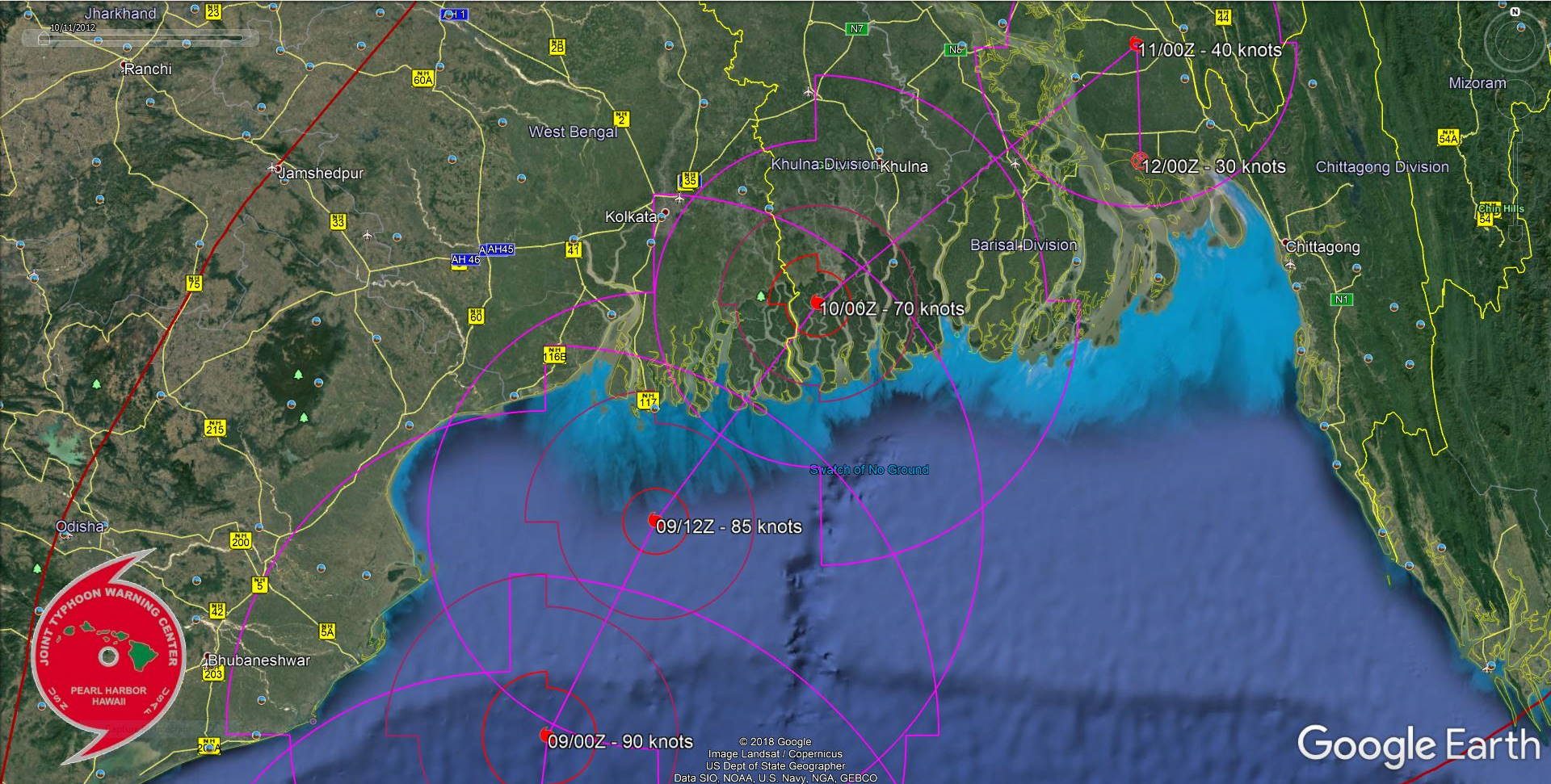 FORECAST LANDFALL AFTER 36H